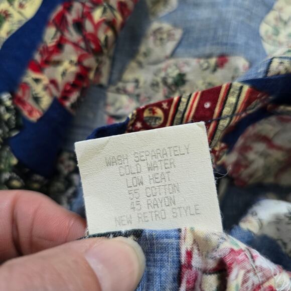 Vintage Spot Mens Long Sleeve Hawaiian Shirt Blue Size L Allover Shirt Print - Picture 6 of 8